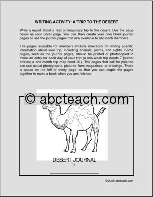 A Trip to the Desert (elem/upper elem) – cover only’ Writing Activity