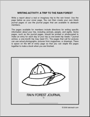 A Trip to the Rain Forest (elem/upper elem) – cover only’ Writing Activity