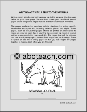 A Trip to the Savanna (elem/upper elem) – cover only’ Writing Activity