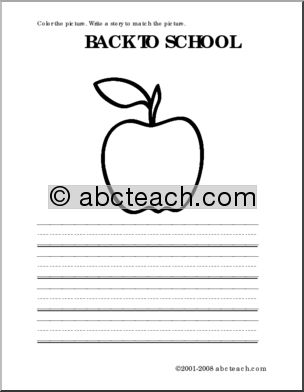 Color and Write: Back to School Apple (dotted lines)