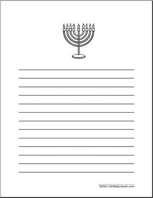 Writing Paper: Hanukkah – Menorah (primary)