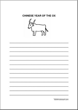 Writing Paper: Chinese Year of the Ox (elem)