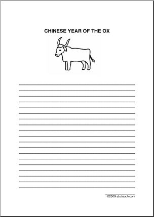 Writing Paper: Chinese Year of the Ox (upper elem)