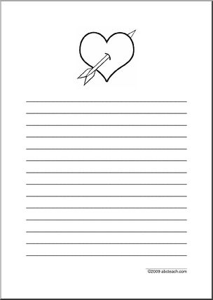 Writing Paper: Valentine with Arrow (elem)