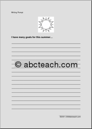 Summer Goals (elementary) Writing Prompt