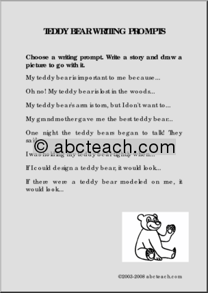 Writing Prompts: Teddy Bear (elementary)