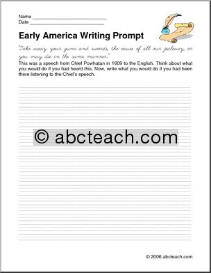 Writing Prompts: Early Americans (elem/upper elem)