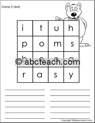 Game: Search a Word 4 x 4 (bear)