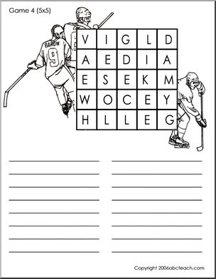 Game: Search a Word 5 x 5 (hockey)
