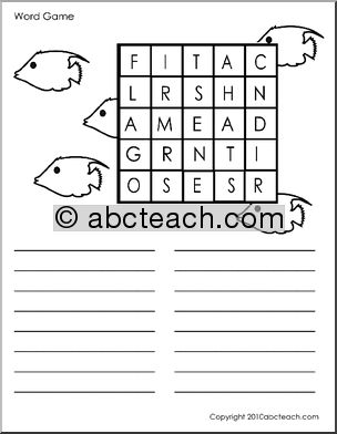 Game: Search a Word 5 x 5 (fish) (elem)