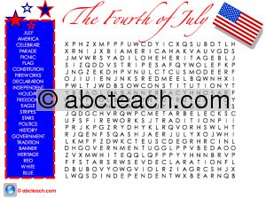 Interactive: Flipchart: Word Search: Fourth of July (hard)