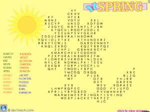 Interactive: Flipchart: Word Search: Spring Flower