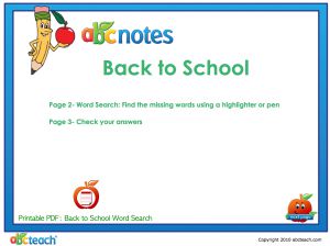 Interactives: Notebook: Word Search: Back to School (prim/elem)