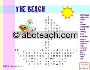 Interactive: Notebook: Word search- Beach Sail Boat (hard)