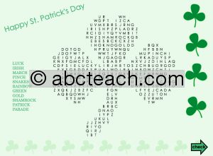 Interactive: Notebook: Word Search–St. Patrick’s Day–Shamrock