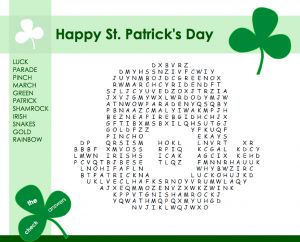 Word Search: St. Patrick’s Day–Hat Shape