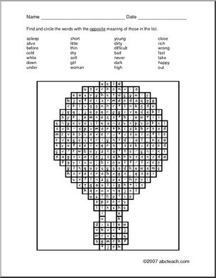 Word Search: Opposites (ESL)
