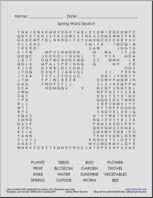 Word Search: Spring Vocabulary (upper elem)