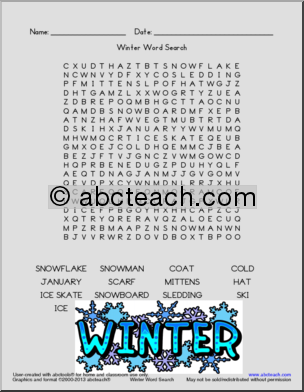 Word Search: Winter Vocabulary