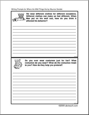 “Where the Wild Things Are” Writing Prompts (elem lines) Booklet