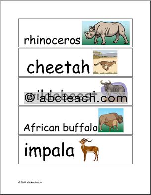 Word Wall: African  Animals (pictures)