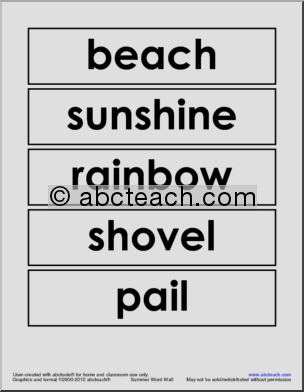 Word Wall: Summer Vocabulary