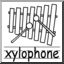 Clip Art: Basic Words: Xylophone B&W (poster)