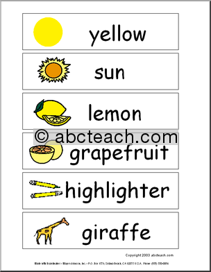 Word Wall: The Color Yellow (pictures)