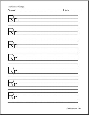Handwriting Practice: Rr – Manuscript (ZB-Style Font)