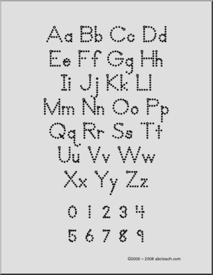 Chart: Manuscript Alphabet Aa-Zz with dots (ZB-Style Font)