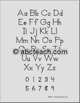Chart: Manuscript Alphabet Aa-Zz with dots (ZB-Style Font)