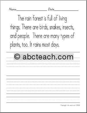 Handwriting Practice: Rain Forest – Manuscript (ZB-Style Font)