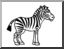 Clip Art: Basic Words: Zebra (coloring page)