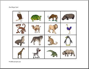 Bingo Cards: Zoo (color)